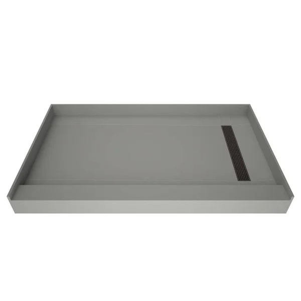 Tile Redi Single Threshold Shower Base with Designer Grate - Bronze