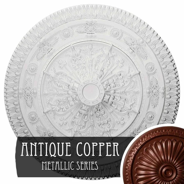 37 1/2x22OD x 3 3/8x22P Naple Ceiling Medallion (Fits Canopies Up to 3 3/8x22) Ekena Millwork Finish: Painted Turtle Crackle
