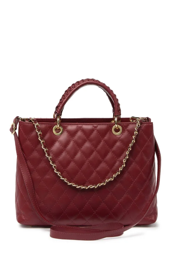 Persaman New York Lucille Quilted Leather Satchel Burgundy at Nordstrom Rack - Womens Satchels - Womens Handbags - Purses