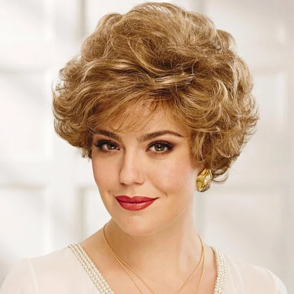 Pleasure Wig by Paula Young in Brunette - Curly Short Wavy Wig -Size Large