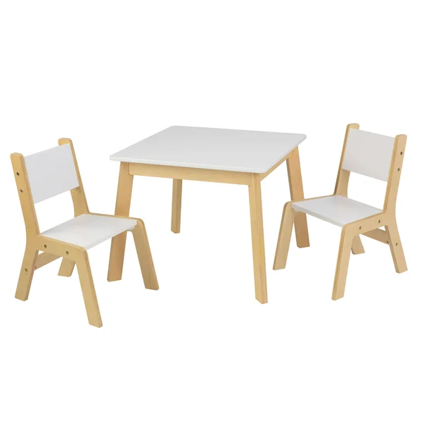 KidKraft Modern Table & 2 Chair Set, White/Beige