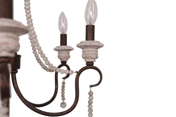 Five Oaks Furniture Modern Farmhouse 6-Light Rustic Wood Beaded Chandelier