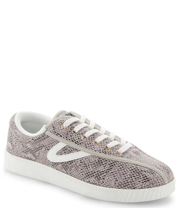 Tretorn Nyliteplus Snake Print Leather Lace-Up Sneakers - 8M