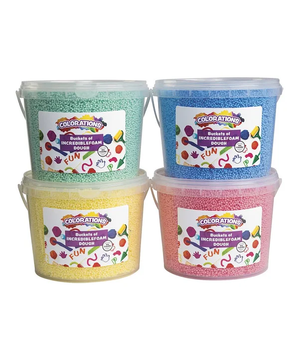 Colorations IncredibleFoam Dough Buckets - Set of 4, 6 x 7.5 inches