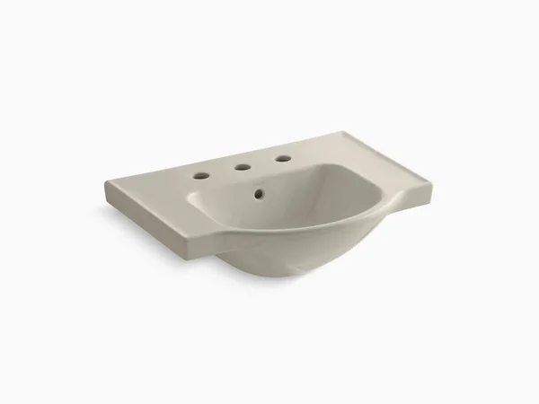 Kohler K-5248-8-G9 Veer 24x22 Pedestal Bathroom Sink, Top Only - Sandbar