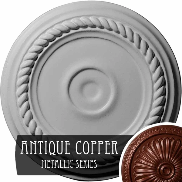 7 7/8 inchod x 3/4 inchp Small Alexandria Ceiling Medallion (Fits Canopies Up to 4 5/8 inch) - Hand-Painted Root Beer Crackle