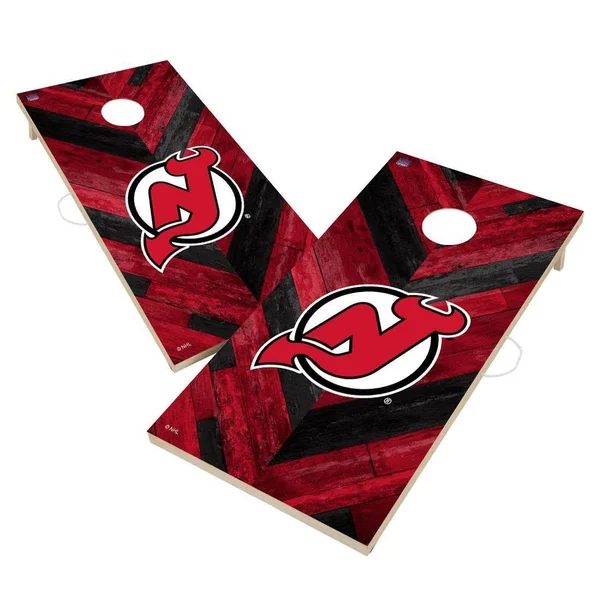 New Jersey Devils 2& x 4& Herringbone Design Cornhole Set