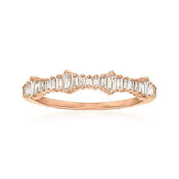 Ross-Simons - .20 Ct. T.W. Baguette Diamond Ring in 14kt Rose Gold. Size 7