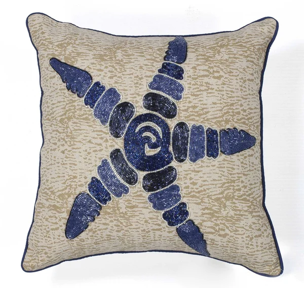 18x22 x 18x22 Cotton Natural-Blue Pillow