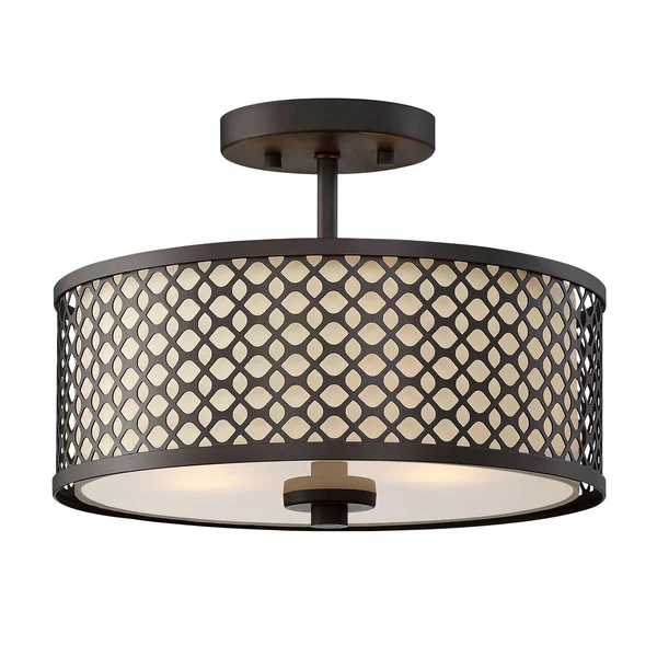 251 First Nicollet Rubbed Bronze Two-Light Drum Semi-Flush Mount