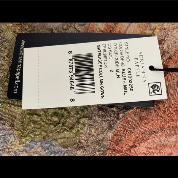 Adrianna Papell Floral Matelasse Gown - Blush Multi, Size: 2