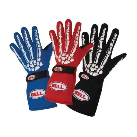Bell Blue Skeleton Racing Gloves - XXL, Double Layer SFI 5, Size: One Size