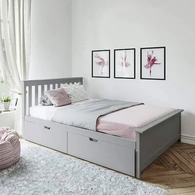 2 Drawer Solid Wood Standard Bed by Maxwood Furniture Maxwood Furniture Size: Full, Bed Frame Color: Gray