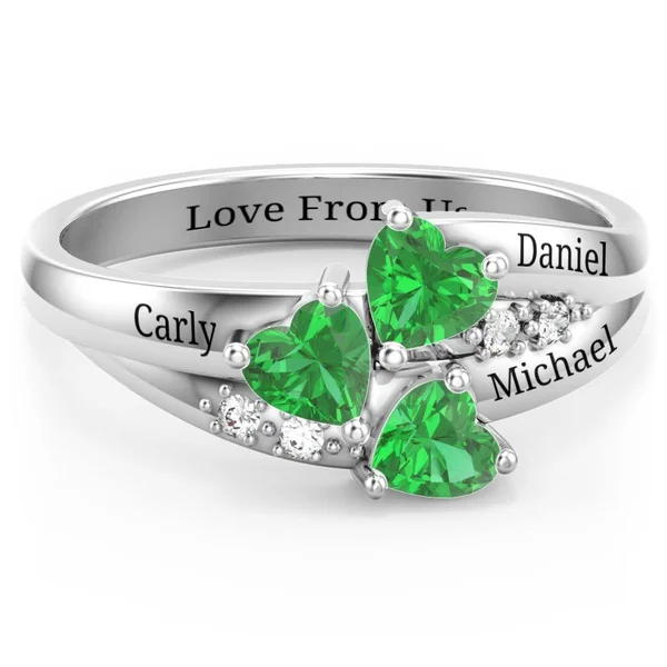 Gold Family Ring with Heart Birthstones - Perfect Gifts for Mom at Jewlr