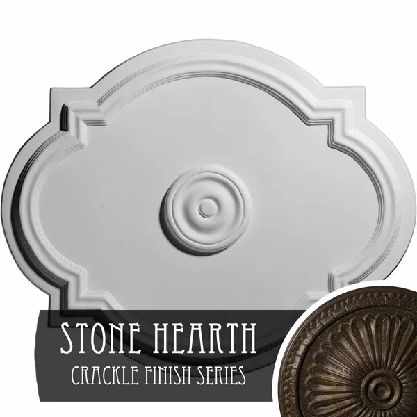 21 1/4x22W x 17 3/8x22H x 1x22P Waltz Ceiling Medallion (Fits Canopies Up to 4 1/2x22), Hand-Painted Stone Hearth Crackle