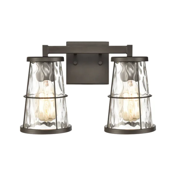 Elk Lighting 57312/2 Kendrix 2-Light Vanity Light in Oil Rubbed Bronze with Water Glass