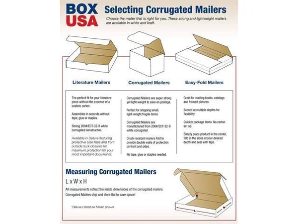 Box USA Corrugated Cardboard Mailers - 9 x 7 x 4 Inches, Tuck Top One-Piece, Die-Cut Shipping Boxes, Medium Brown Kraft Mailing B