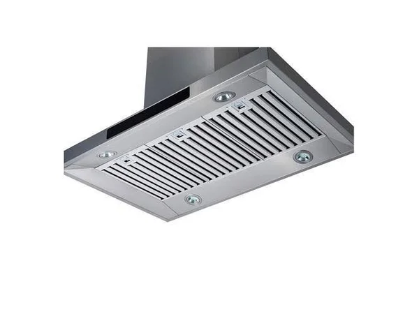Awoco 36” Island Mount 43”h Stainless Steel Range Hood 4 Speeds, 6” Round Top Vent 900CFM 4 LED Lights & Remote Control (RH