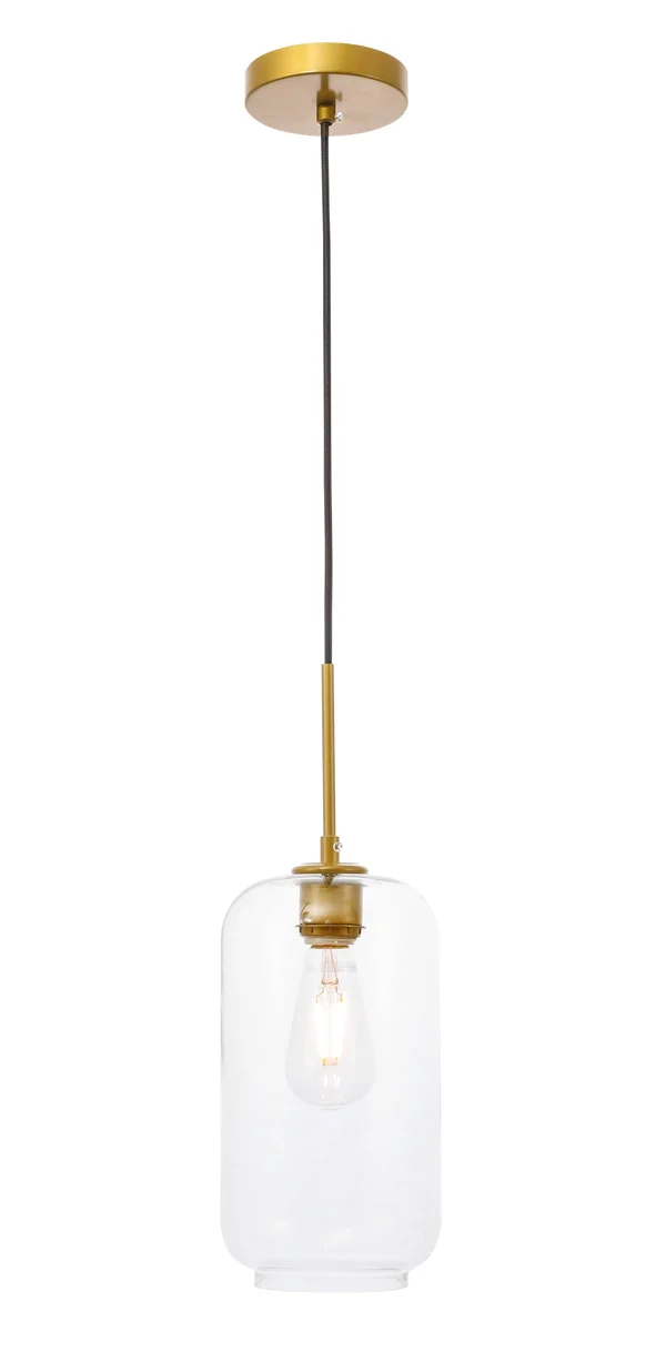 Elegant LD2276BR Collier 1 Light Brass and Clear Glass Pendant