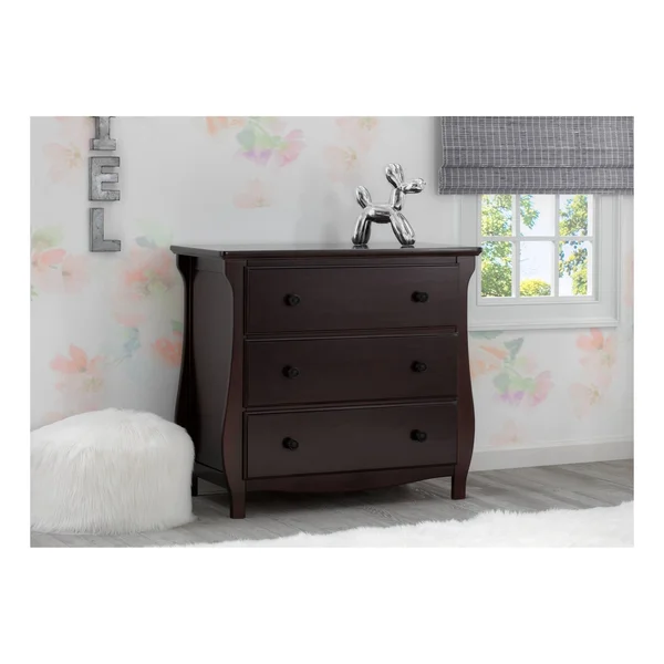Delta Children Lancaster 3 Drawer Dresser with Changing Top Dark Chocolate