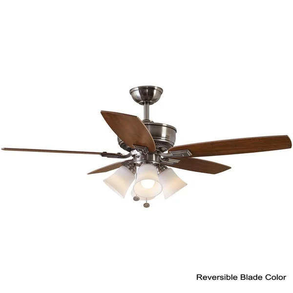 Hampton Bay Ceiling Fan 52 in. LED Light Kit Remote Control Brushed Nickel 19983