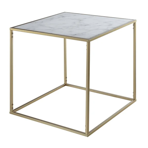 Silver Orchid Hasmik Square Faux Marble End Table