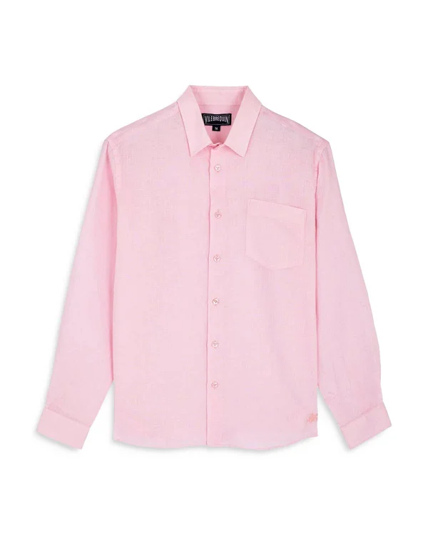 Vilebrequin Men's Linen Solid Classic Fit Shirt - Pink - Size Medium - Ballerine