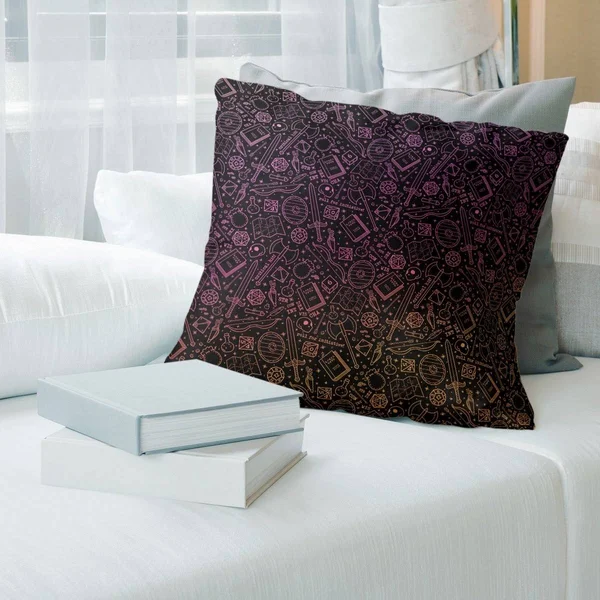 Ombre Color Lines RPG Pattern Throw Pillow - 20 x 20 - Pink & Orange Ombre - Synthetic Fiber