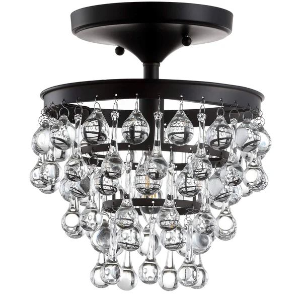 Jonathan Y Toronto 10 in. Oil Rubbed Bronze Metal/Crystal LED Flush Mount