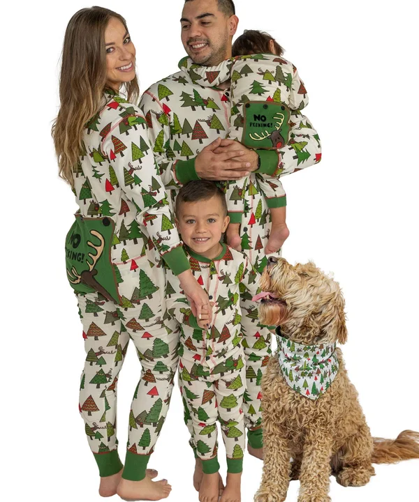 Lazy One Men's Cream & Green &No Peeking& Flapjack Pajamas - Adult Xs