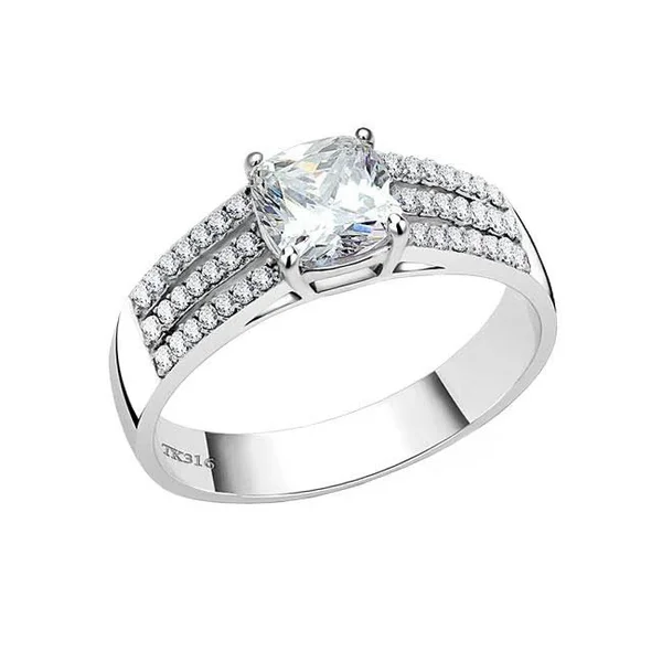 Stainless Steel CZ Engagement Ring for Women by Blue Steel