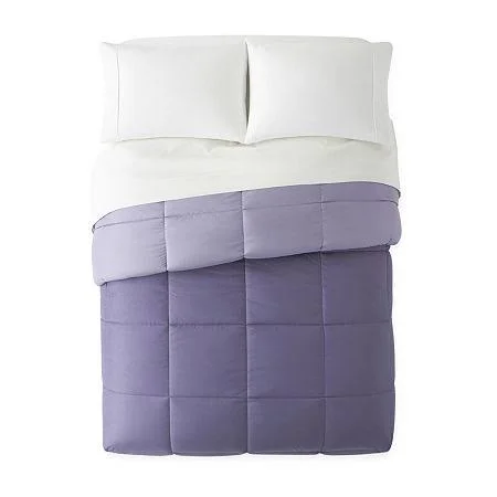 Home Expressions Classic Plus Down Alternative Reversible Comforter with Scotchgard, Purple