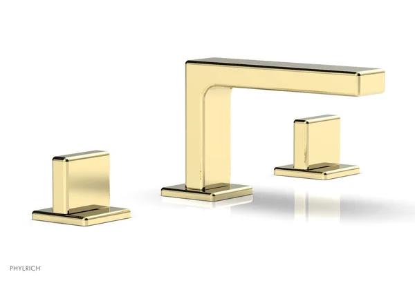 Phylrich 290L-01-003 Mix 6 1/2x22 Double Blade Handle Widespread Bathroom Sink Faucet in Polished Brass