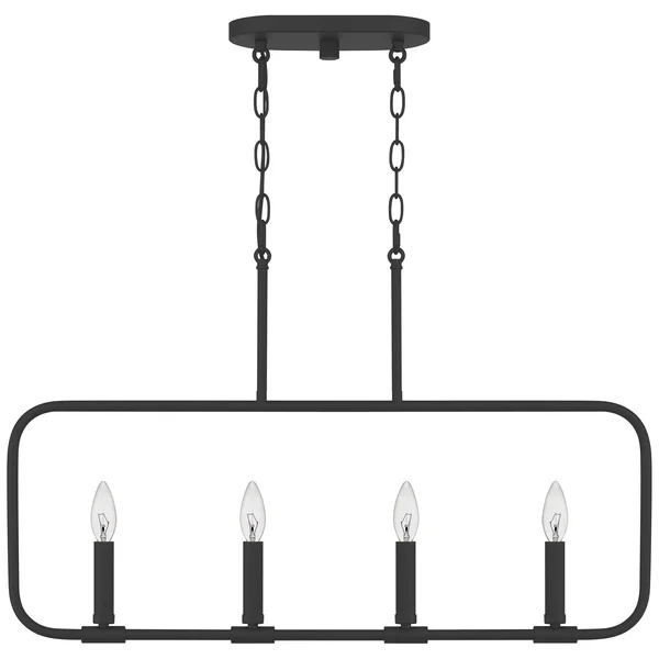 Quoizel ABR432MBK Four Light Linear Chandelier Abner Matte Black