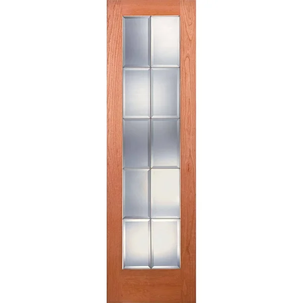 Feather River Doors 24 in. x 80 in. 10 Lite Unfinished Cherry Clear Bevel Zinc Woodgrain Interior Door Slab, Cherry- Ready to St