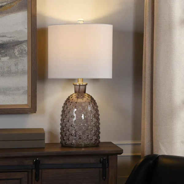 Stylecraft Textured Glass Table Lamp - Gray