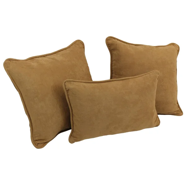Blazing Needles 3 Piece Microsuede Decorative Pillow Set Black