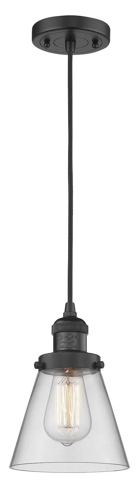 Innovations Lighting-Small Cone 1 Light Mini Pendant-201C-BK-G62-LED