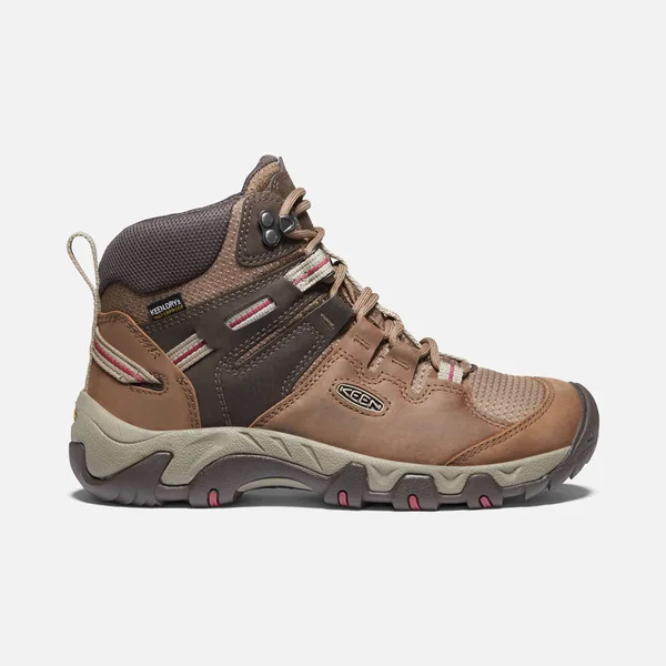 Keen Women's Waterproof Steens Leather Boot Size 5 - in Toasted Coconut/Tibetan Red