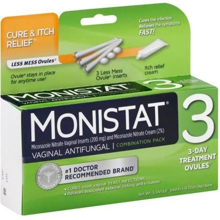 MONISTAT 3 Vaginal Antifungal Combination Pack with Soothing Itch Relief Cream - 1 ea (Pack of 6)