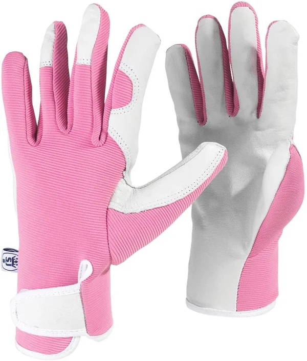 Spear & Jackson LMGLOVESKEW Kew Gardens Collection Ladies Medium Leather Palm Gardening Gloves - Pink