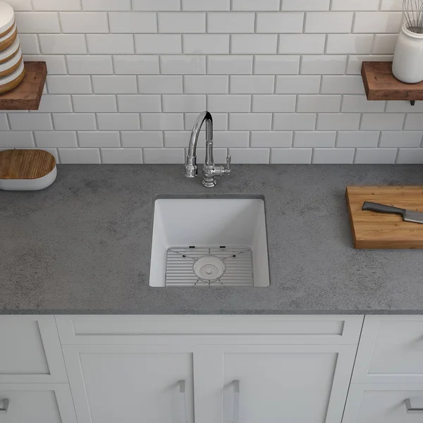 Lexicon Platinum LP-1618-K Small Single Bowl Quartz Composite Kitchen Sink Black