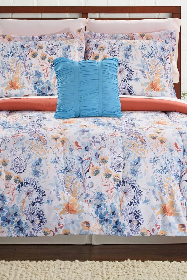 8 Piece Printed Reversible Complete Bed Set Giverny Full
