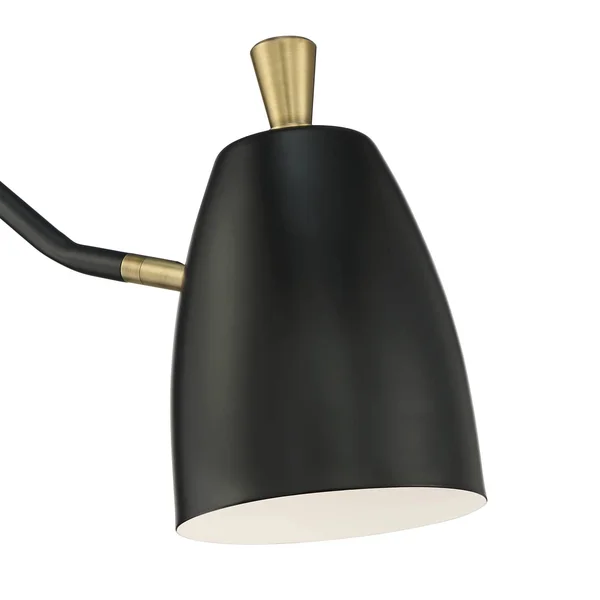 Possini Euro Design Mid Century Desk Table Lamp with USB and AC Power Outlet in Base Gold Metal Black Shade Living Room Bedroom