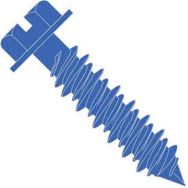 GoVets - Qty 2, Kanebridge CORPORATION 1/4 x 3-3/4 Slotted Hex Washer Concrete Screw with Drill Bit Blue Perma Seal - Pkg of 10