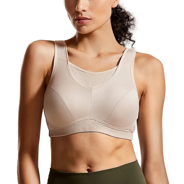 SYROKAN Women's High Impact Sports Bra Plus Size Wirefree Non-Padded Full Figure Bra