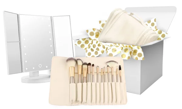 Sure Cure Travel Toiletry Organizer and Mirror with Makeup Brush Set