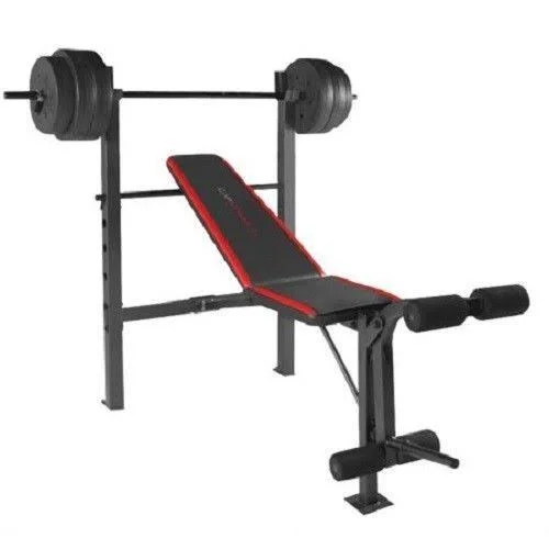 Cap Weight Bench with Dumbbell Set 140 lbs Standard Vinyl Workout Fitness Home Gym