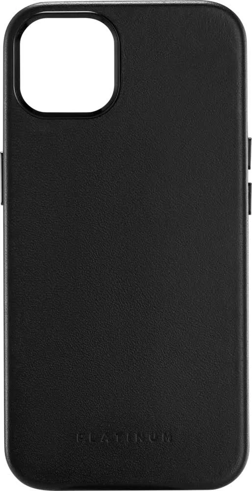 Platinum - Horween Leather Case for iPhone 13 - Black