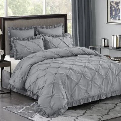Callicoat Comforter Set Rosdorf Park Size: King Comforter + 4 King Shams, Color: Gray